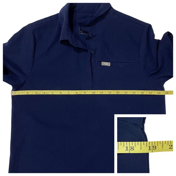 FIGS Nala Short Sleeve Scrub Polo Top - Blue - XS - Picture 3 of 10